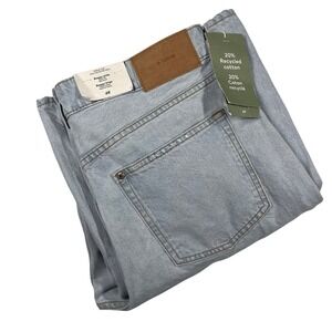 H&M Baggy Wide Leg Jeans Womens 8 Light Blue Distressed Mid Waist 1152458 8